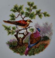 Zsolnay tétel: 3 db süteményes tányér, különböző  madarakkal, matricás, jelzett, hibátlan, 3× d:19 c...