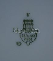 Zsolnay tétel: 3 db süteményes tányér, különböző  madarakkal, matricás, jelzett, hibátlan, 3× d:19 c...