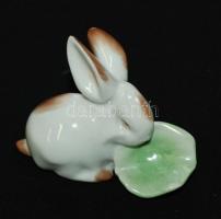Zsolnay kézzel festett porcelán nyuszi, hibátlan, jelzett / Zsolnay chinaware figure 7 cm