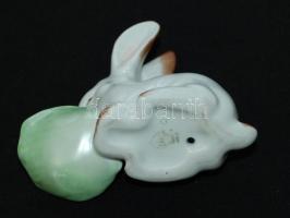 Zsolnay kézzel festett porcelán nyuszi, hibátlan, jelzett / Zsolnay chinaware figure 7 cm