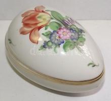Kézzel festett tojás alakú jelzett Herendi porcelán bonbonier hibátlan állapotban / Handpainted numbered Herend chinaware egg shaped bonbonier in flawless condition 7x11cm