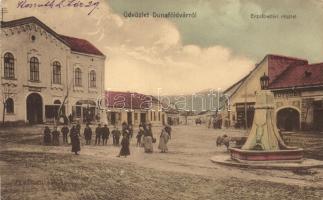 Dunaföldvár Erzsébet tér üzletek, polgári fiúiskola