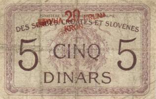 Jugoszlávia 1919. 5D 20K felülnyomással + 1944. 50D T:III-
Yugoslavia 1919. 5 Dinara with "20 K...