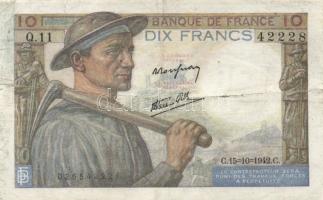 Csehszlovákia 1949. 20K + 1950. 50K + Franciaország 1942. 10Fr + Görögország 1941. 100Dr + Horvátors...