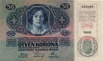 1914. 50K (2x) felülbélyegzés nélkül, vízjellel és egymás utáni sorszámmal! T:I