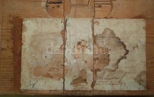 Mészkő ereklyetartó fa keretben Csáky érseki címeres pecséttel, 34,5x34,5cm