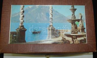 cca 1960 6db-os komplett festett üveg pohárkészlet likőrös-, konyakos-, boros-, és vizespoharakkal eredeti dobozában /  Complete set of liqueur, cognac, wine and water glasses in original box