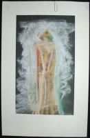 Varga Tüske Péter: Szűz Mária , pasztell, karton, jelzett, 39×25 cm