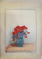 Kép tétel (3db): 2 db Kiss Imre színes ceruza rajz: csendélet, tájkép, Szabó B. jelzéssel 1db olaj, ...