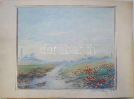 Kép tétel (3db): 2 db Kiss Imre színes ceruza rajz: csendélet, tájkép, Szabó B. jelzéssel 1db olaj, ...