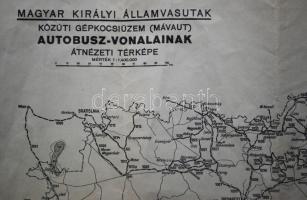 Kb. 1942 Magyarország vasúti és autóbusz térképe a visszafoglalt területekkel
