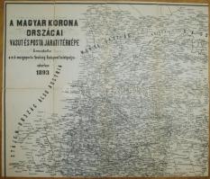 1893 A Magyar Koronai Országainak vasút és postajárati térképe. Készítette a m. k. mozgóposta-főnöks...