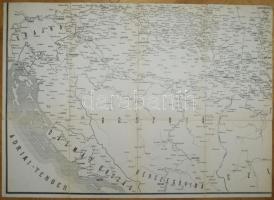 1893 A Magyar Koronai Országainak vasút és postajárati térképe. Készítette a m. k. mozgóposta-főnöks...