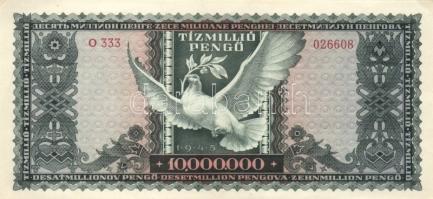 1945. 1000P bélyeggel + 10.000.000P + 1946. 10.000.000MP (2x) T:I-,II