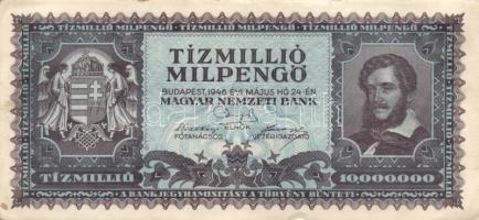 1945. 1000P bélyeggel + 10.000.000P + 1946. 10.000.000MP (2x) T:I-,II