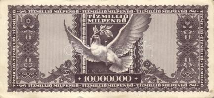 1945. 1000P bélyeggel + 10.000.000P + 1946. 10.000.000MP (2x) T:I-,II