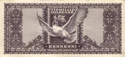 1945. 1000P bélyeggel + 10.000.000P + 1946. 10.000.000MP (2x) T:I-,II
