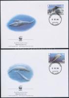 WWF Blue whales set on FDC WWF Kék-bálna sor 4 FDC-n