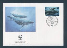 1996 WWF Hosszúszárnyú bálna sor Mi 1400-1403 4 FDC-n