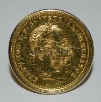 1915 Ausztria 1D Au "Ferenc József" (3.49g) utánveret 8K arany (Au) gyűrűbe foglalva / 
Au...