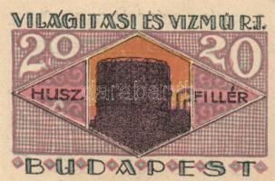 Budapest 1920. "Világítási és Vízmű R.T." 20f, 50f, 1K, 2K, 5K, 10K T:I