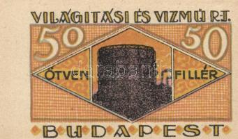 Budapest 1920. "Világítási és Vízmű R.T." 20f, 50f, 1K, 2K, 5K, 10K T:I