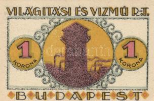 Budapest 1920. "Világítási és Vízmű R.T." 20f, 50f, 1K, 2K, 5K, 10K T:I