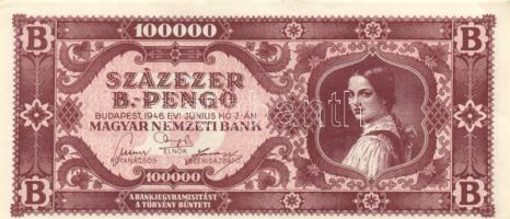 1946. 100.000BP (2x) színváltozatok, egyik vágáshibás T:I-