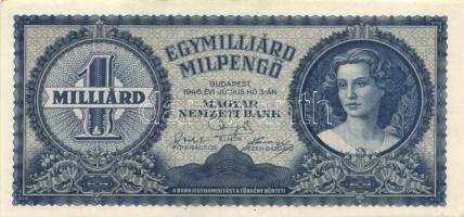 1946. 1.000.000.000MP (2x) színváltozatok, egyik vágáshibás T:I-