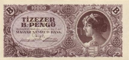 1946. 10.000BP (10x) mindnél lemezhiba hátoldali "E" betűnél, eltolódott nyomattal T:I