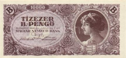 1946. 10.000BP (10x) mindnél lemezhiba hátoldali "E" betűnél, eltolódott nyomattal T:I