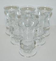 Vadászmotívumokkal díszített üveg likőröspohár-szett / 
Liqueur glass set with hunting scenes