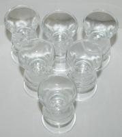 Vadászmotívumokkal díszített üveg likőröspohár-szett / 
Liqueur glass set with hunting scenes