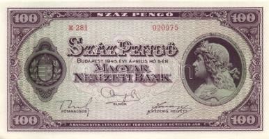 1945. 100P (4x) egymás utáni sorszámmal T:I-(apró sarokhajlás)