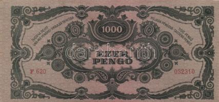 1945. 1000P bélyeggel (3x) egymás utáni sorszámmal T:I-(apró saroktörés)