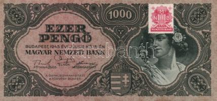 1945. 1000P bélyeggel (2x) egymás utáni sorszámmal T:I-(apró saroktörés) &lt;br/&gt;