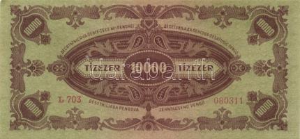 1945. 10.000P (2x) helyesen és hibásan felragasztott bélyeggel T:I-,II