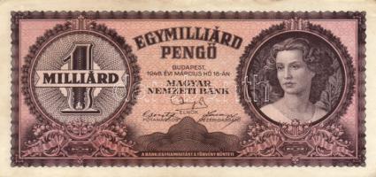 1946. 1.000.000.000P (4x) egymáshoz közeli sorszámmal T:I-,II fo