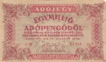 1946. 1.000.000AP fordított címer és hátlapi "amelyeknek" szöveggel! (5x) T:III,III-