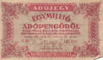 1946. 1.000.000AP fordított címer és hátlapi "amelyeknek" szöveggel! (5x) T:III,III-