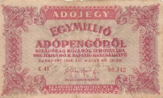 1946. 1.000.000AP fordított címer (16x) T:II-,III,III-