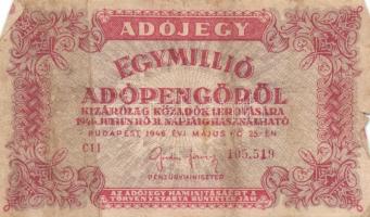 1946. 1.000.000AP fordított címer (16x) T:II-,III,III-