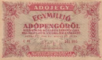 1946. 1.000.000AP fordított címer (16x) T:II-,III,III-