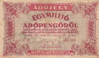 1946. 1.000.000AP fordított címer (16x) T:II-,III,III-