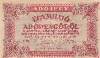 1946. 1.000.000AP fordított címer (16x) T:II-,III,III-