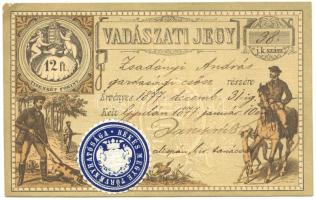 1877 Vadászati jegy 12Ft