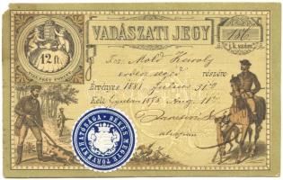 1878 Vadászati jegy 12Ft