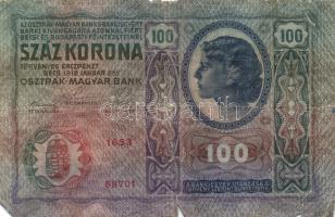 1912. 100K (10x) hamis és eredeti román körbélyegzővel, és fb. nélkül T:II-,III,III-