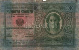 1912. 100K (10x) hamis és eredeti román körbélyegzővel, és fb. nélkül T:II-,III,III-