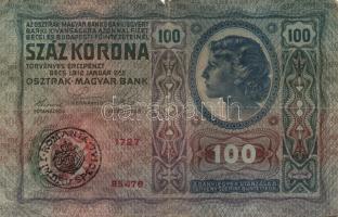 1912. 100K (10x) hamis és eredeti román körbélyegzővel, és fb. nélkül T:II-,III,III-